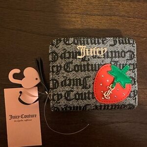 Juicy Couture Black and Red Wallet with Strawberry Accent